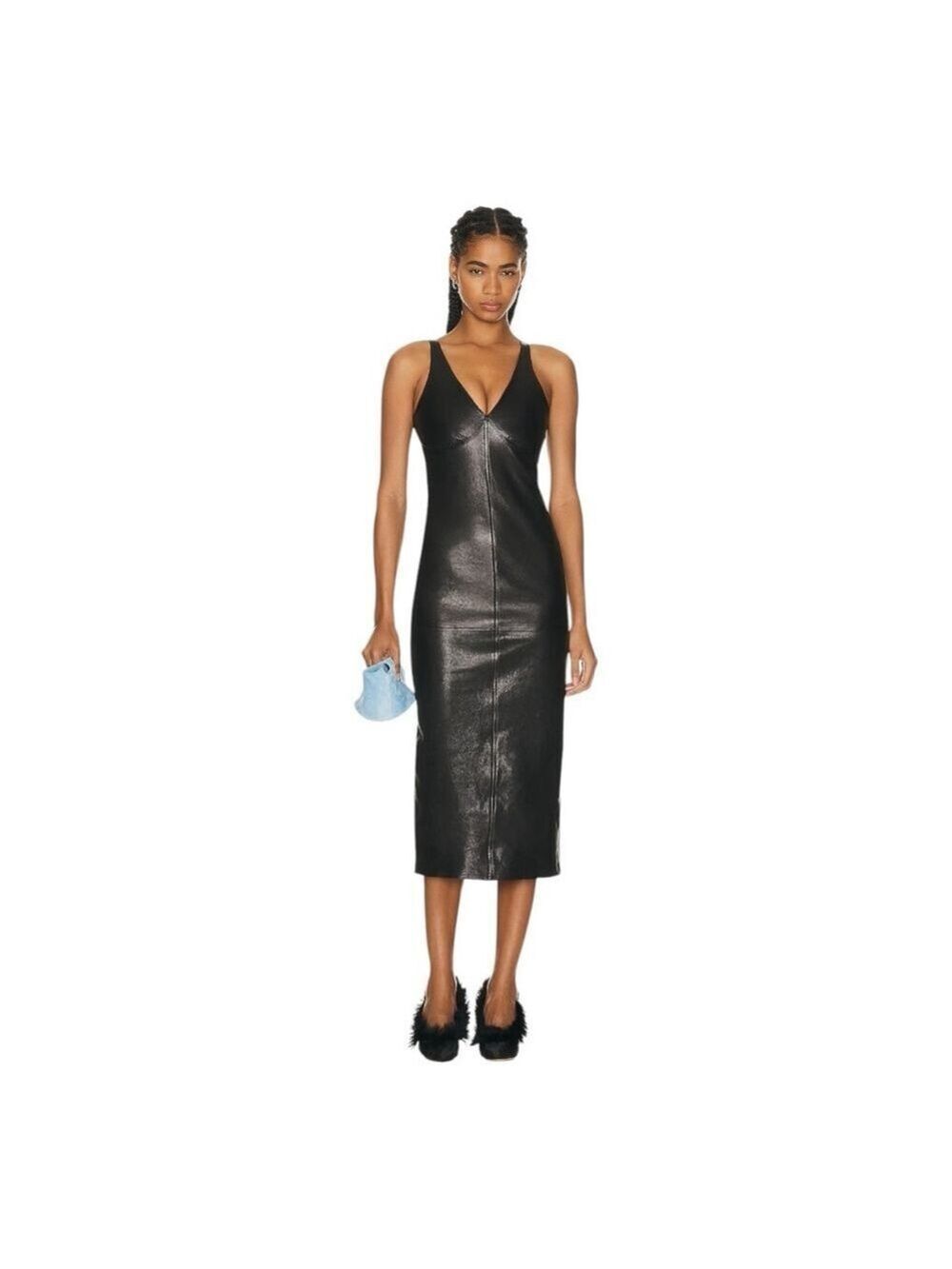 Khaite Ditka Leather Midi Dress Retail $3900 as Worn By Kendall Jenner Size 2